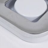 Square white ashtray Ico Parisi, chrome and melamine by Lamperti, Italy, 1970s.