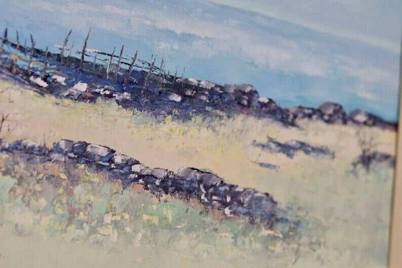 Mid-Century Swedish Original Painting Oil on Canvas "Beach in the Parish of Gårdby" by Jim Ronald Lindholm -- vintage and framed