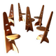 6 chaises brutalistes en bois, années 70