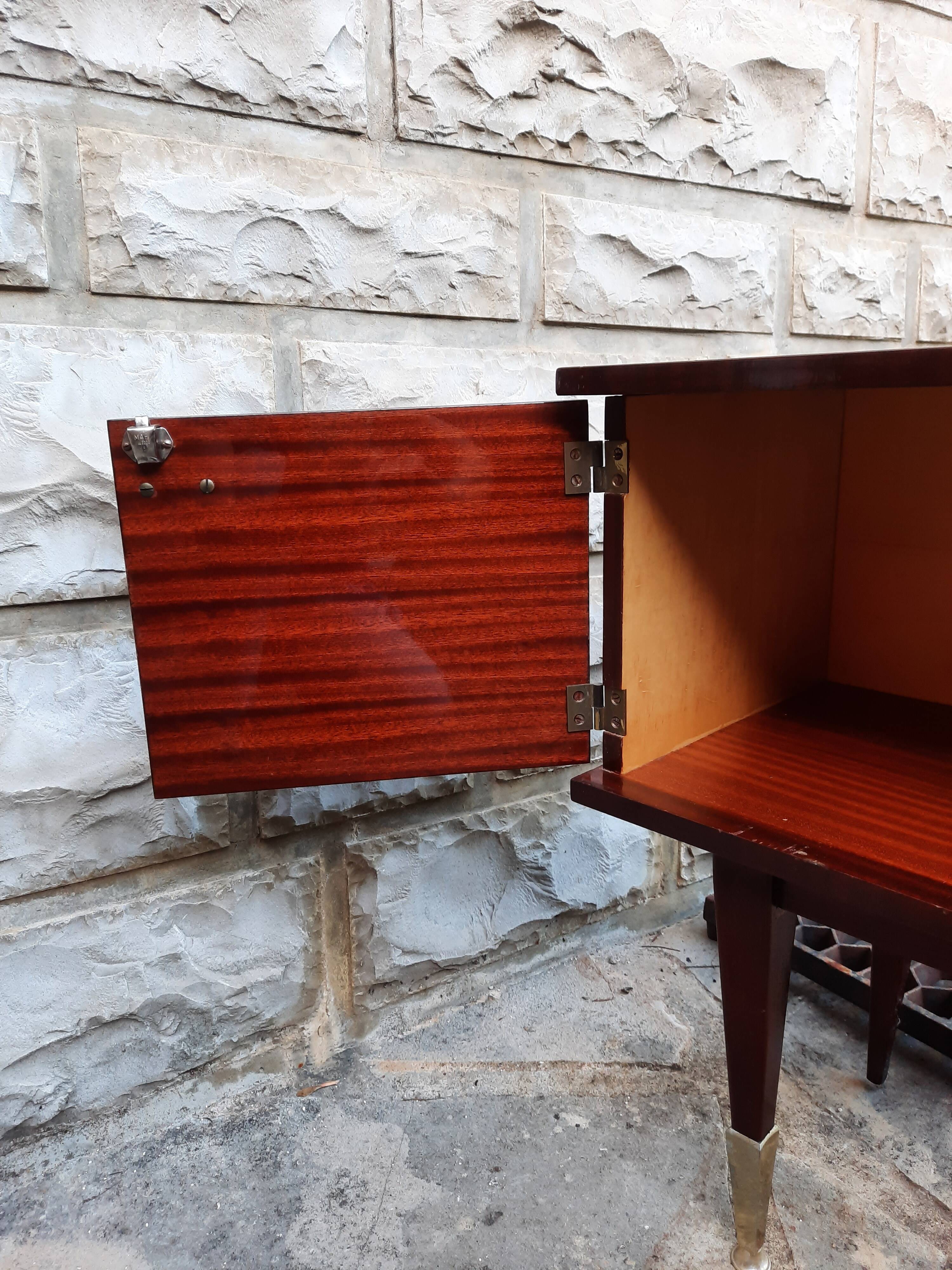 Vintage bedside table veneer wood varnish