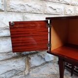Vintage bedside table veneer wood varnish