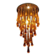 Contemporary Amber and Transparent-Gold Murano Glass “Big Drops” Flush Mount