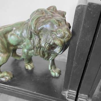 Lion and lioness bookends by Joseph Carlier, 1930