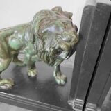 Serre-livres lion et lionne par Joseph Carlier, 1930