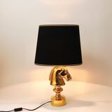 Sculptural Hollywood Regency table lamp in the shape of a horse from the 1970s.