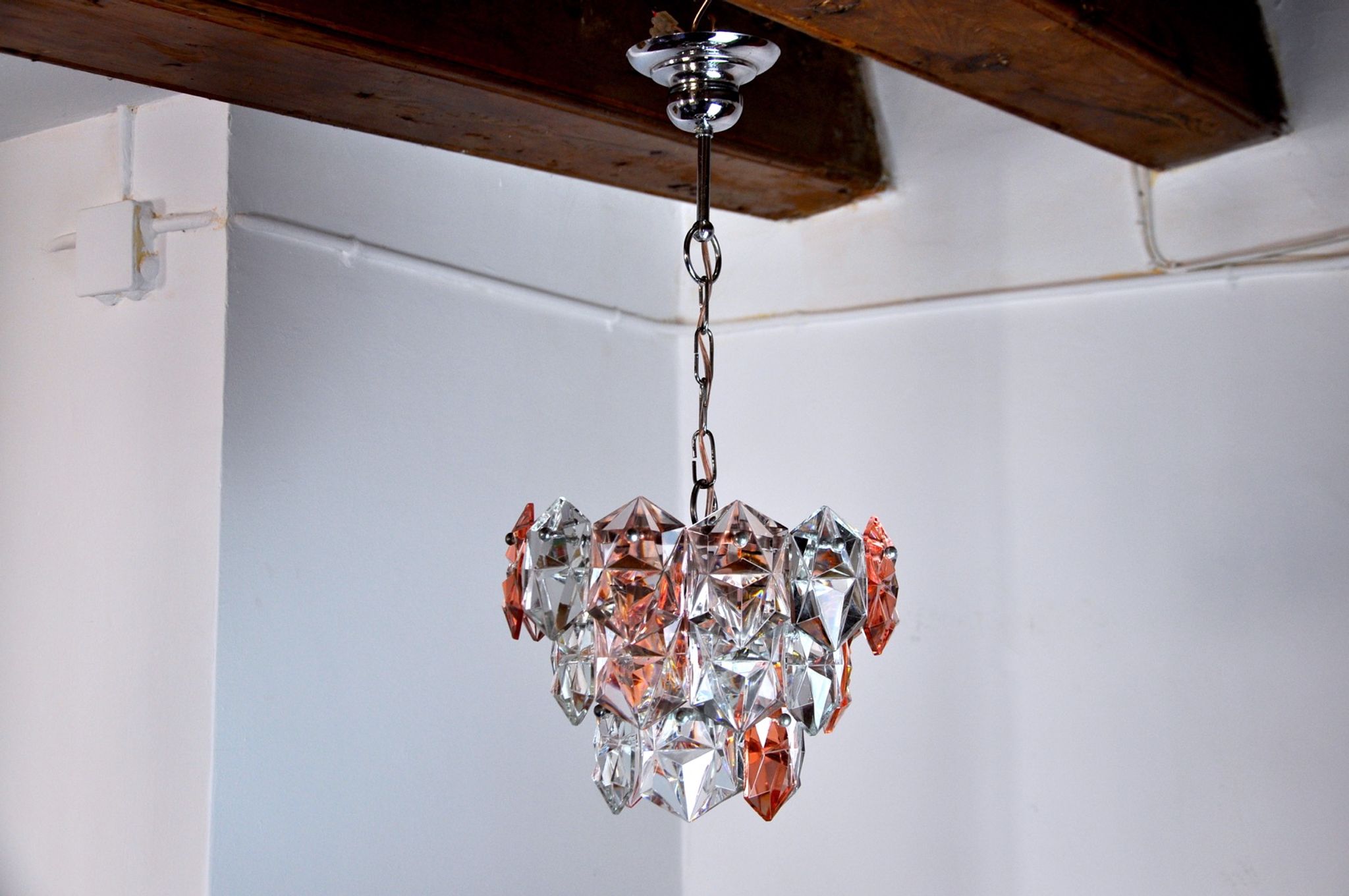 Two-coloured Kinkeldey chandelier, 3 floors, 1970, Germany