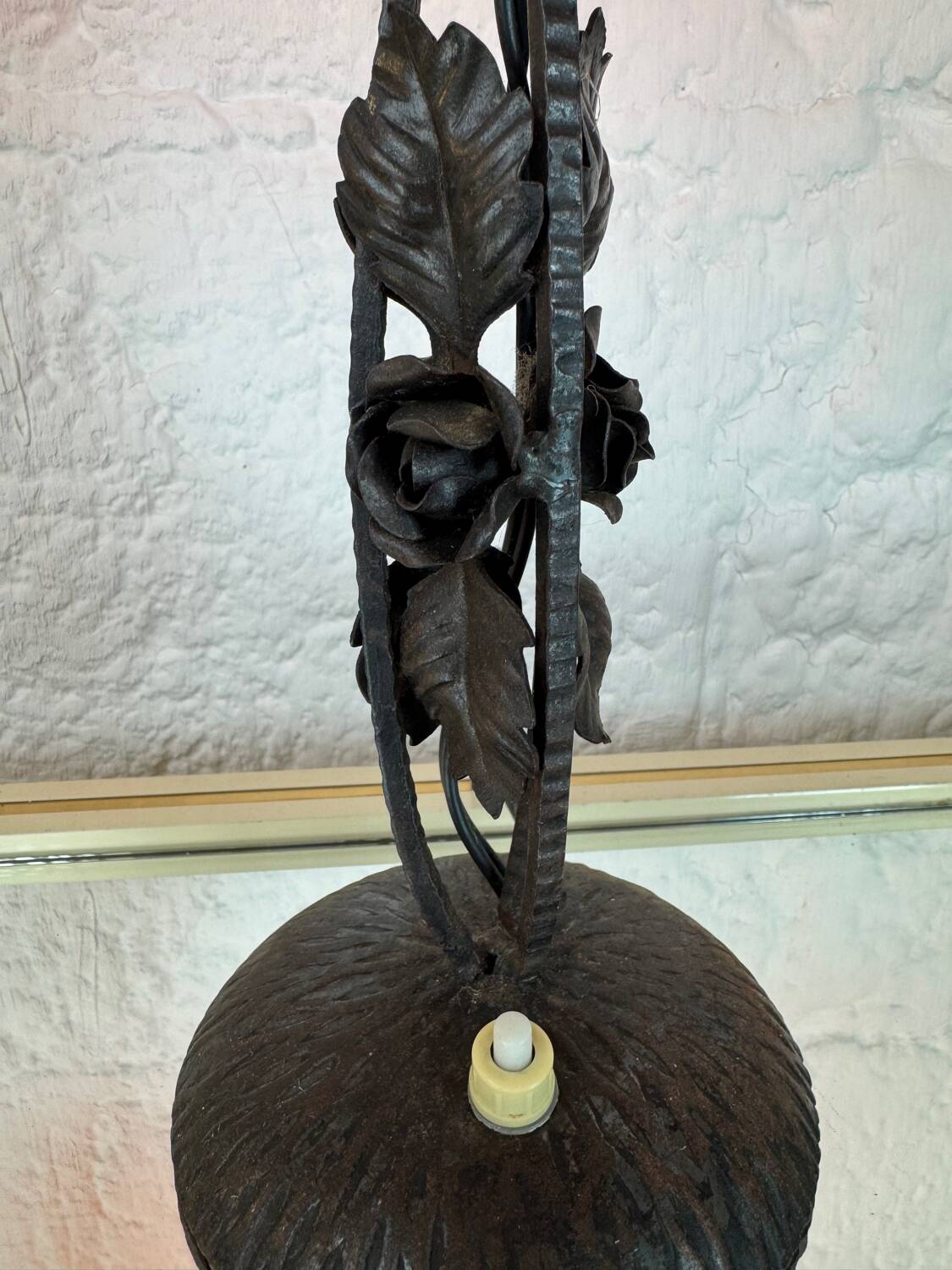 Lampe fer forgé tulipe Art Déco