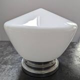 Art Deco globe building Skyscraper ceiling light in white opaline glass, 1920