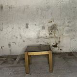 Trio of nesting tables, brass structures and smoked mirror tops
