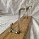 Vintage wooden wall coat rack - 3 chrome metal hooks