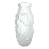 Molded glass paste vase, decorated with flowers