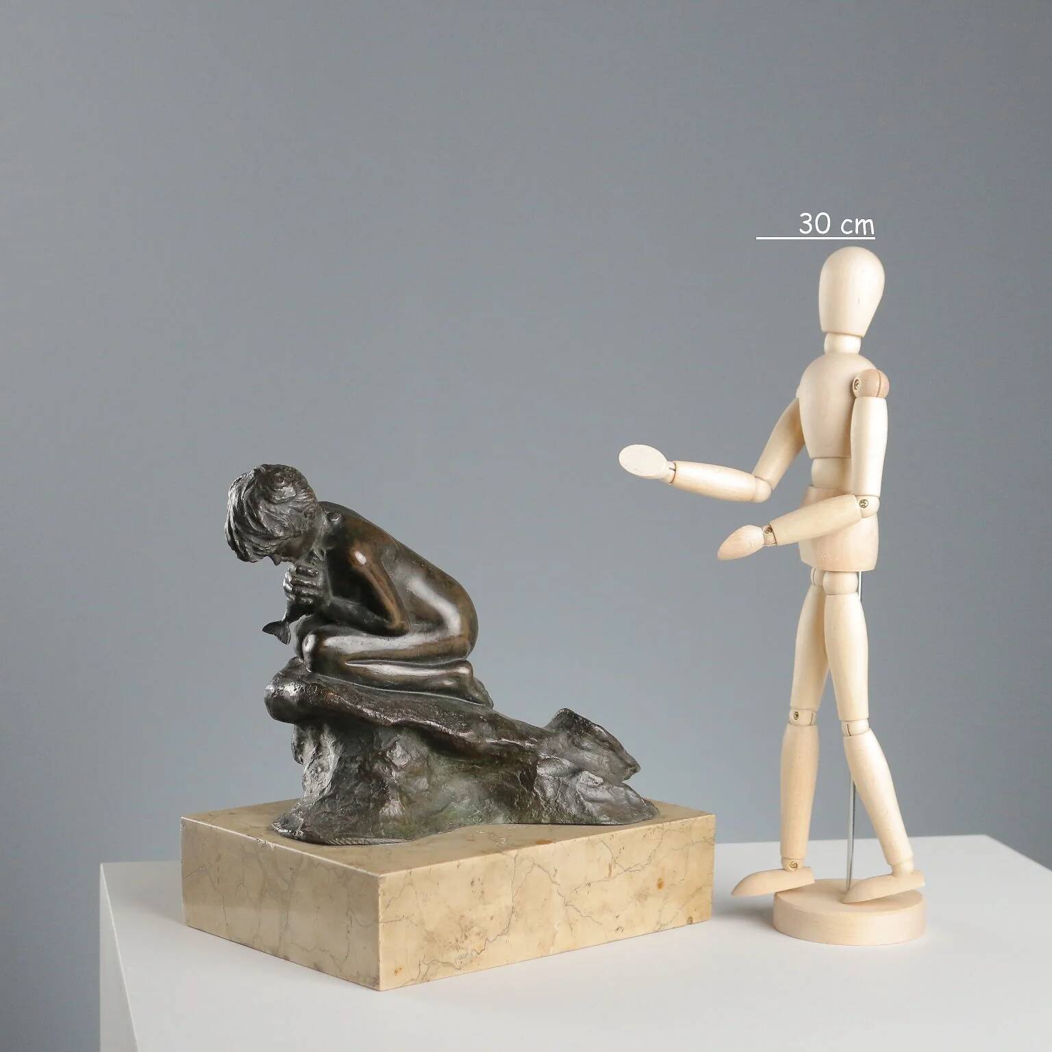 Ancient bronze figurine Vincenzo Gemito Fisherman 20th Century