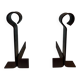 Important Pair of Modernist Wrought Iron Andirons with Ring Finials