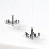 Pair of chandeliers from Sciolari 70 years chrome steel