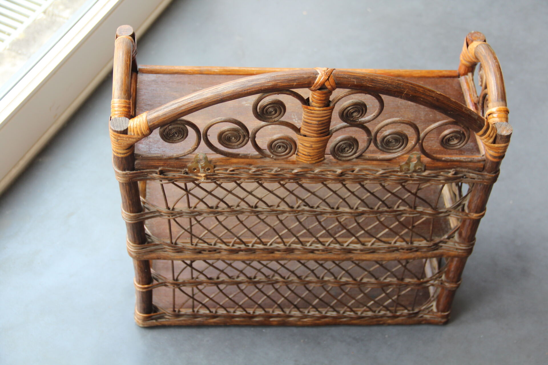 Bamboo and rattan wood shelf