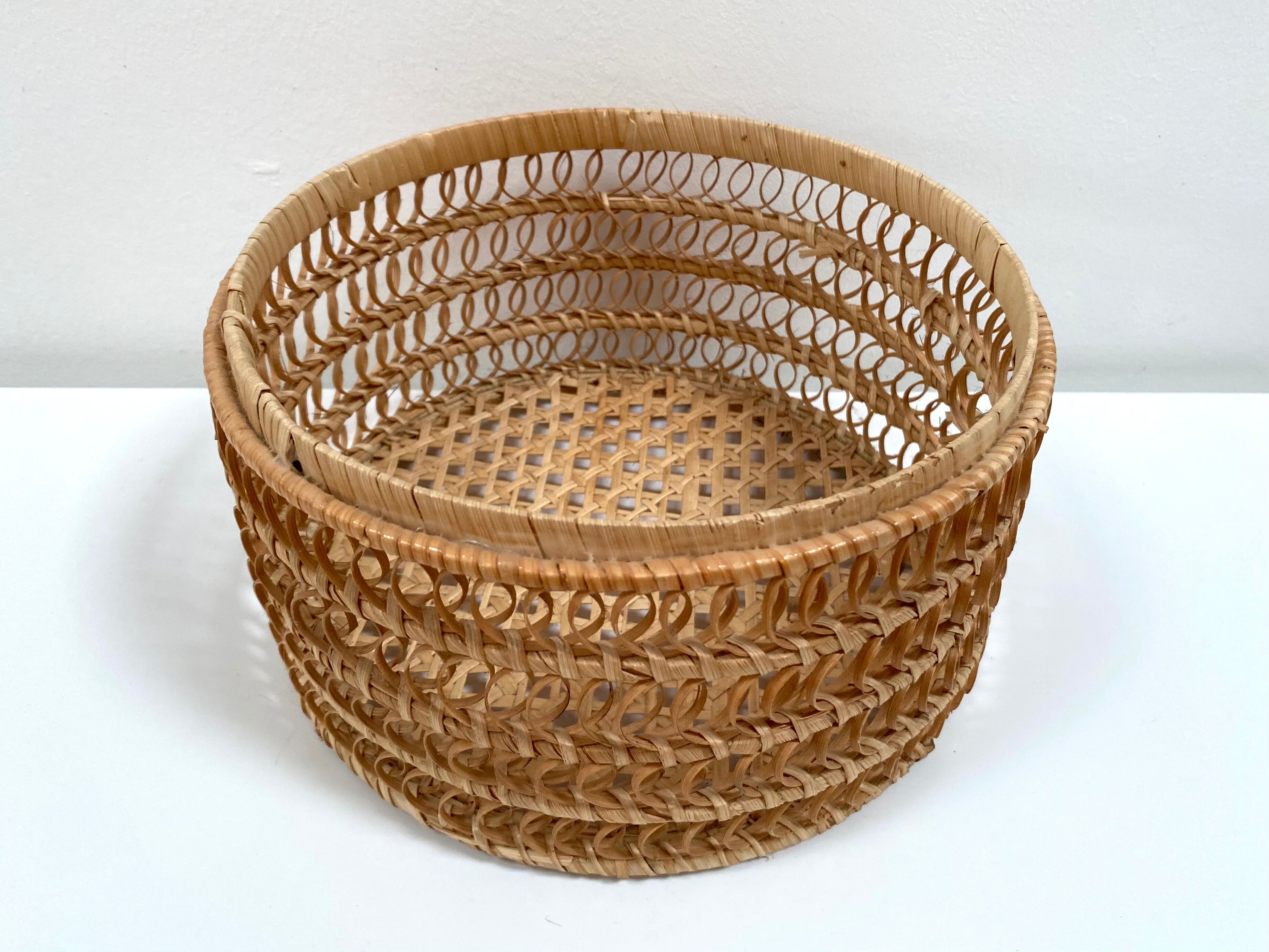 Braided rattan basket from the 70s