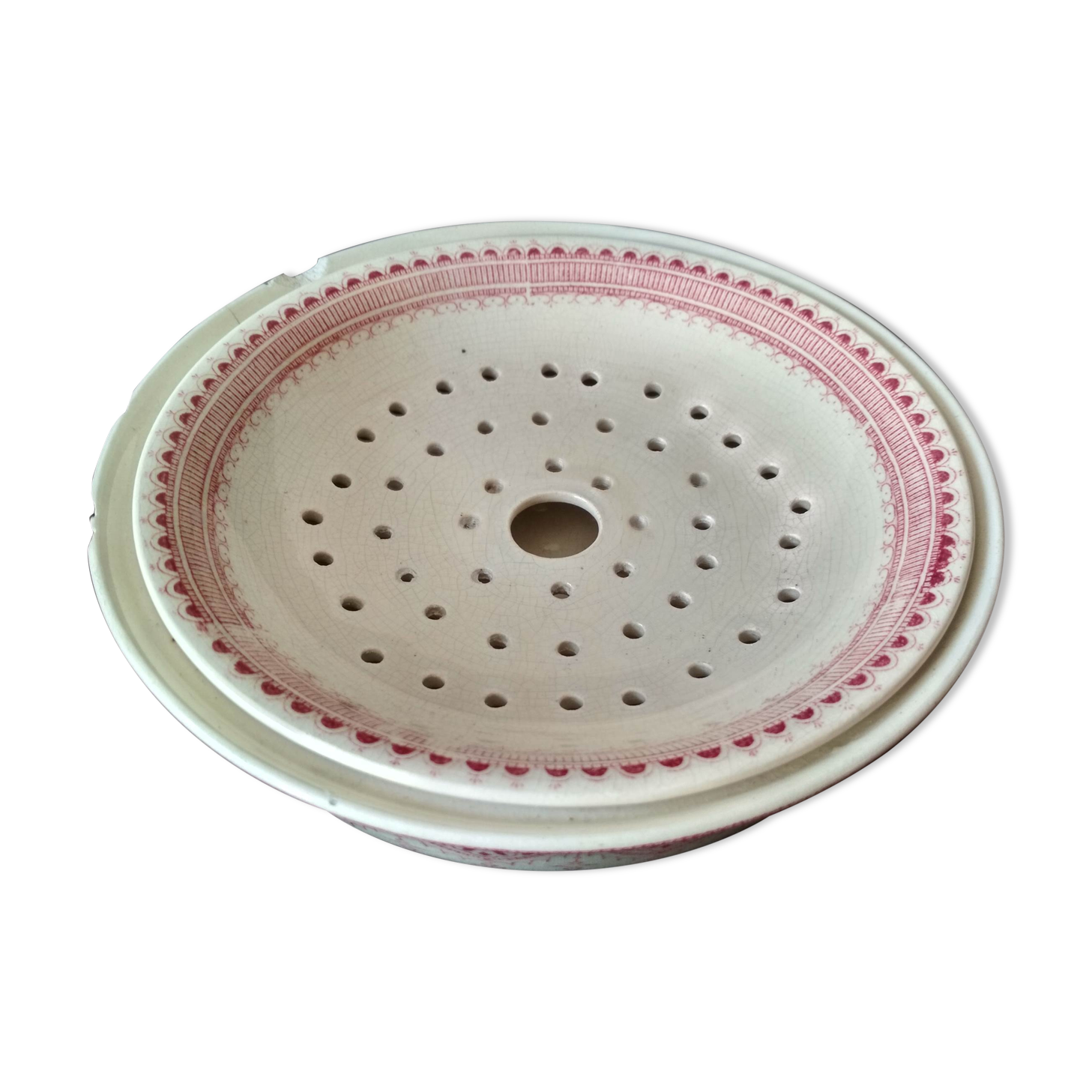 Hollow plate fruit drain - sarreguemines earthenware "calcutta"