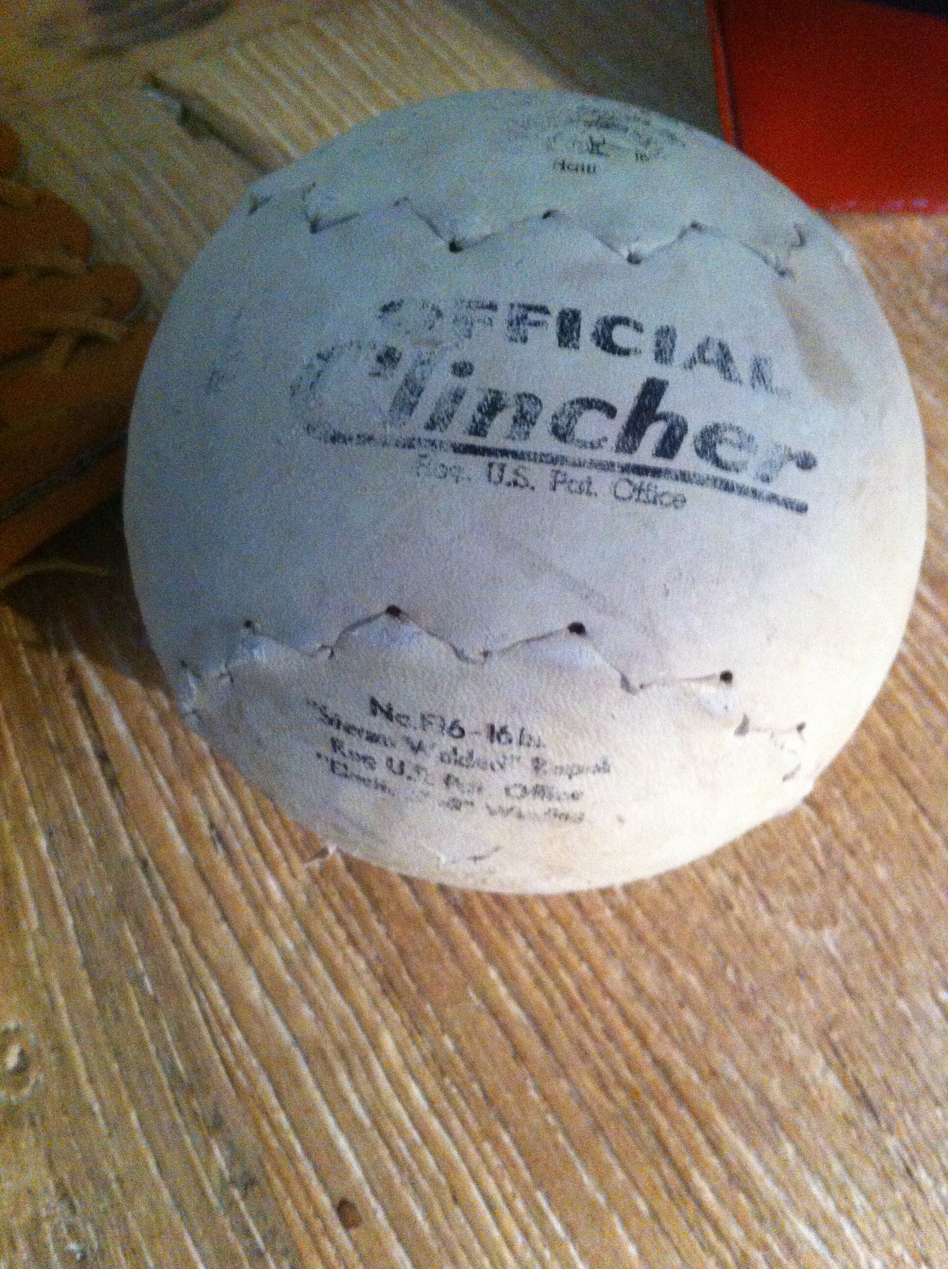 Vintage base ball glove with vintage softball