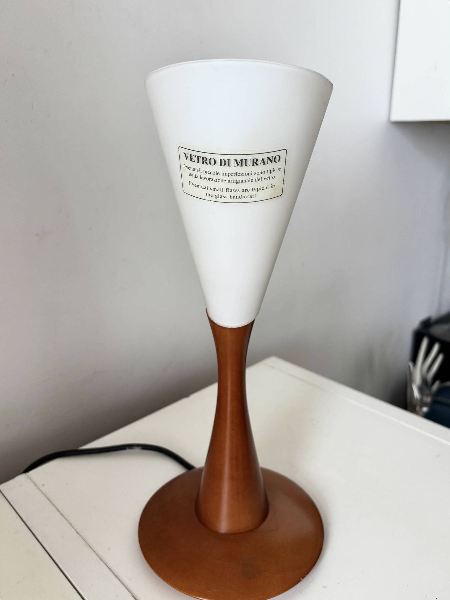 Lampe Neoggetti en verre de Murano et bois