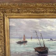 Old marine painting – Oil on panel signed Léo Spanoghe
