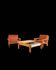 Brutalist oak and leather sofa, Tage Poulsen, 4 pieces, Denmark, 1970s.