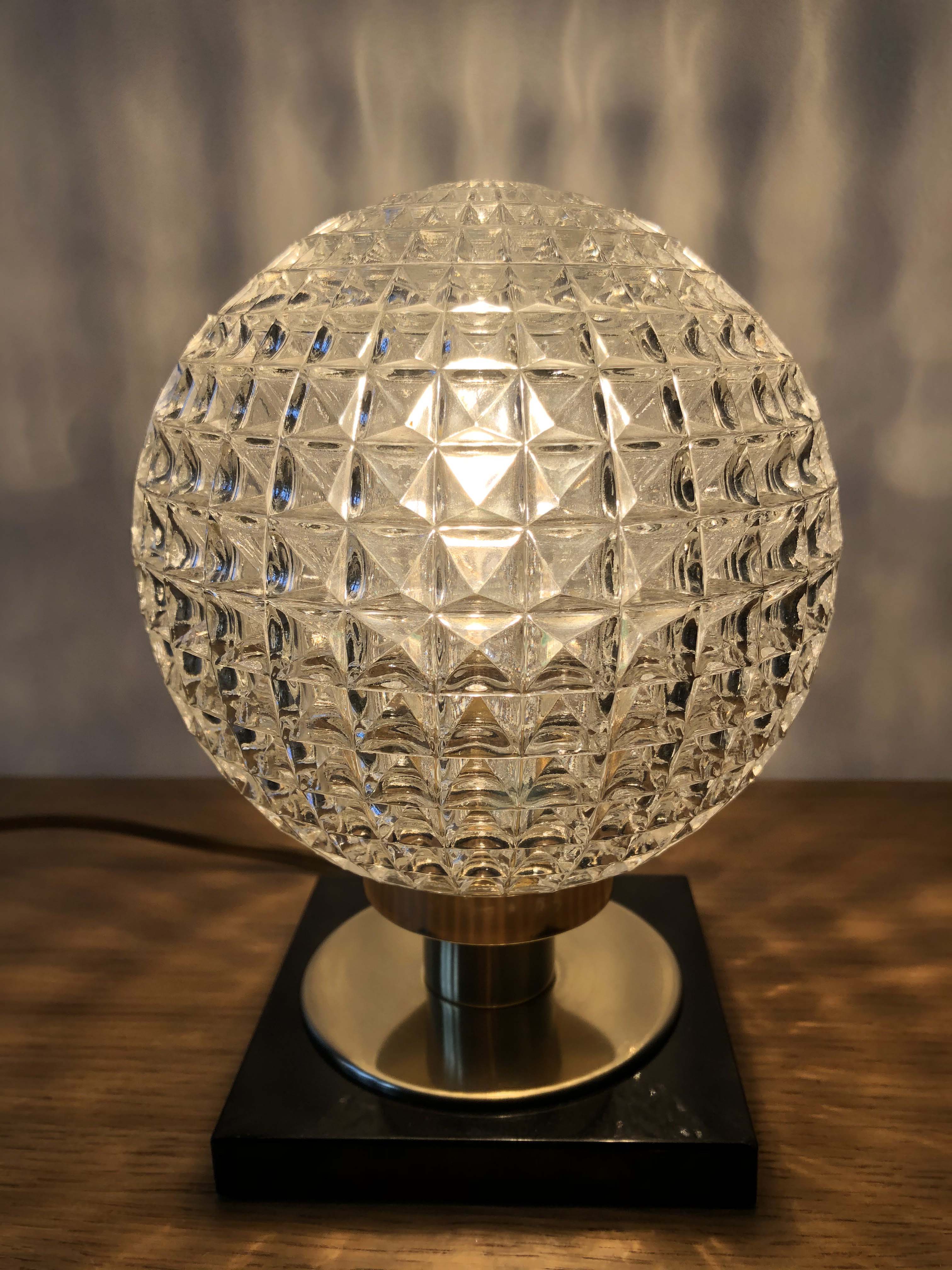 Lamp, marble, brass and chiseled glass 1960