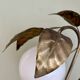 Vintage lamp with leaves in gilded brass and white opaline globe