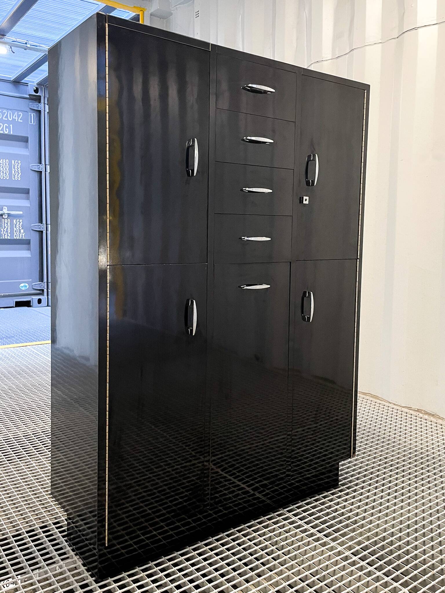 Vintage black Formica cabinet from the 60s