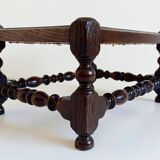 Antique Belle Epoque Oak Wood and Cane Footstool/ Occasional Table, late 19th-C