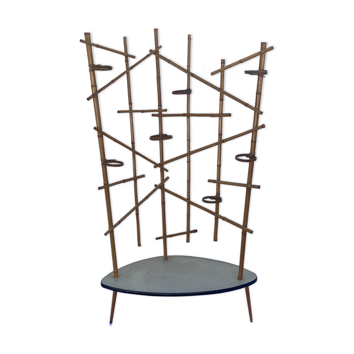 Vintage veb plant rattan plant stand with white laminate top