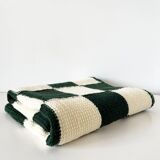 Handmade knitted wool vichy blanket