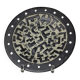 Black ceramic plate with beige geometric relief - 1970s Italian mid-century design