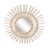 Vintage circular rattan mirror