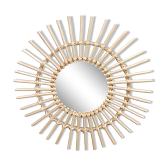 Miroir rotin circulaire vintage