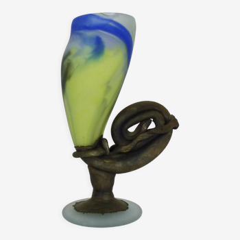 Vase Art Nouveau en pâte de verre multicolore