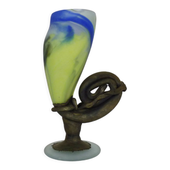 Vase Art Nouveau en pâte de verre multicolore