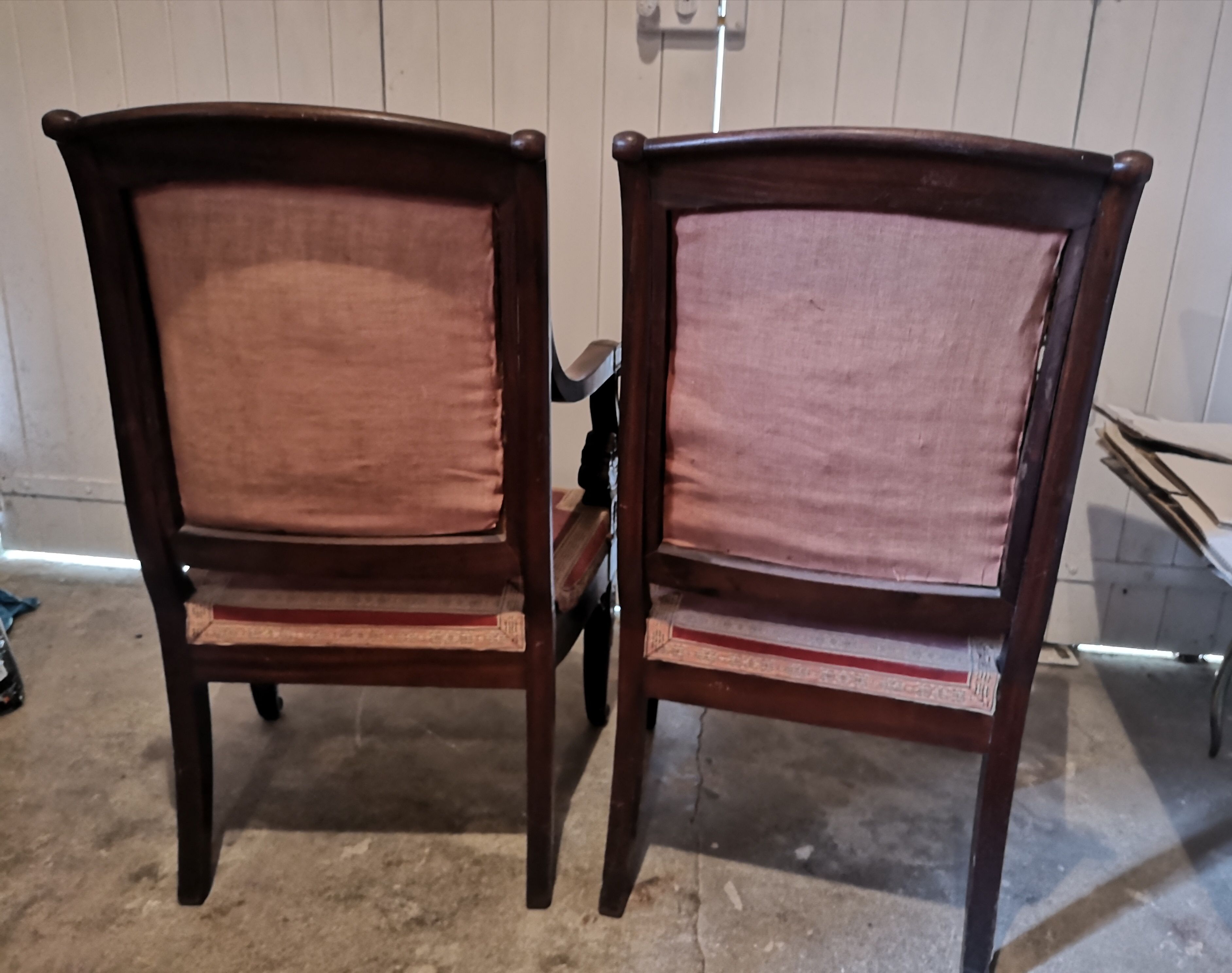 Lot of 2 armchairs era Mahogany restoration