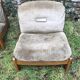 3 vintage khaki wood and suede heaters 70s