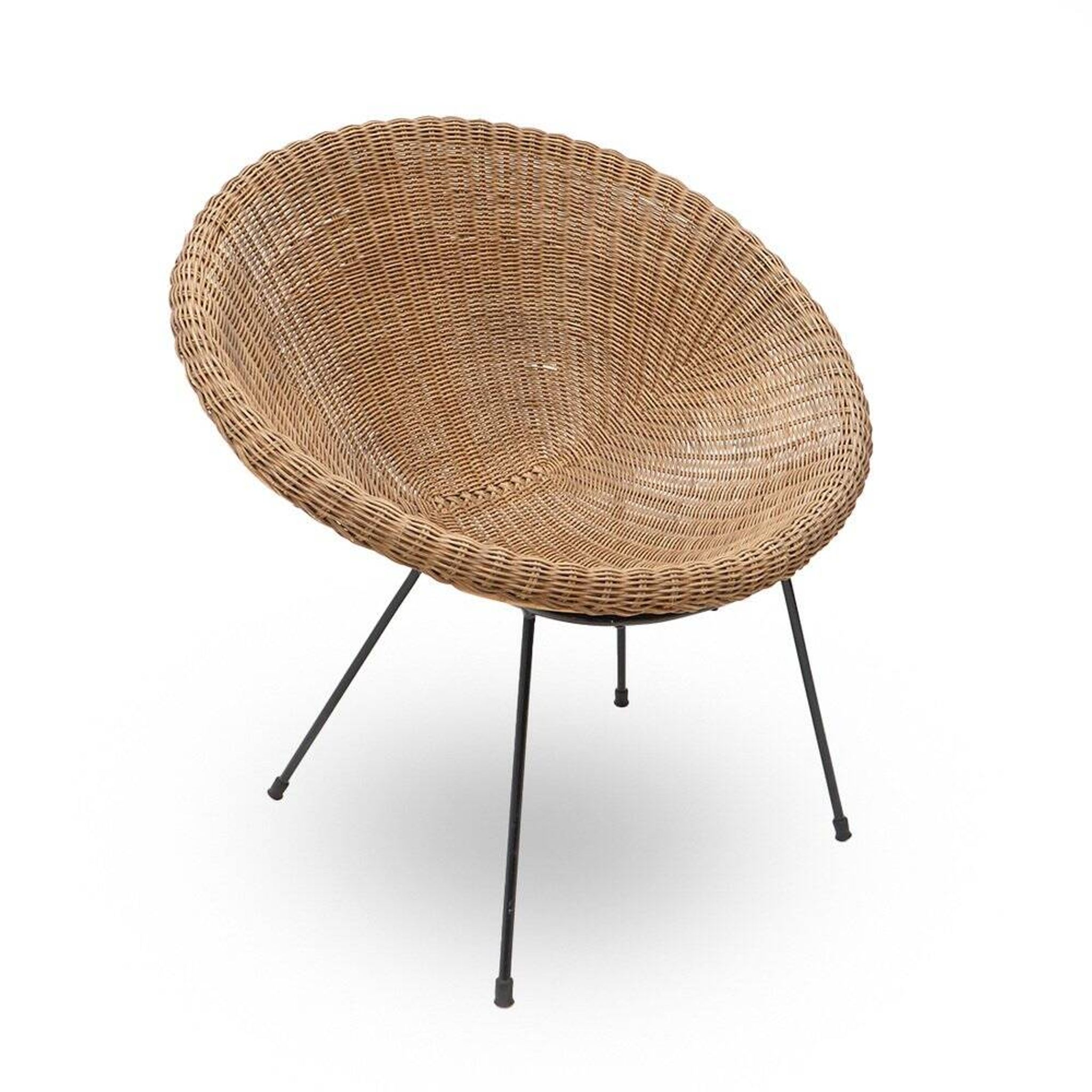 Fauteuil en rotin tressé, années 1950