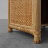 Italian 1970s bamboo and wicker chest of drawers or nightstand