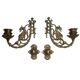 2x Art Nouveau Swivel Arm Piano or Wall Candle Holders Brass Dragon Griffin