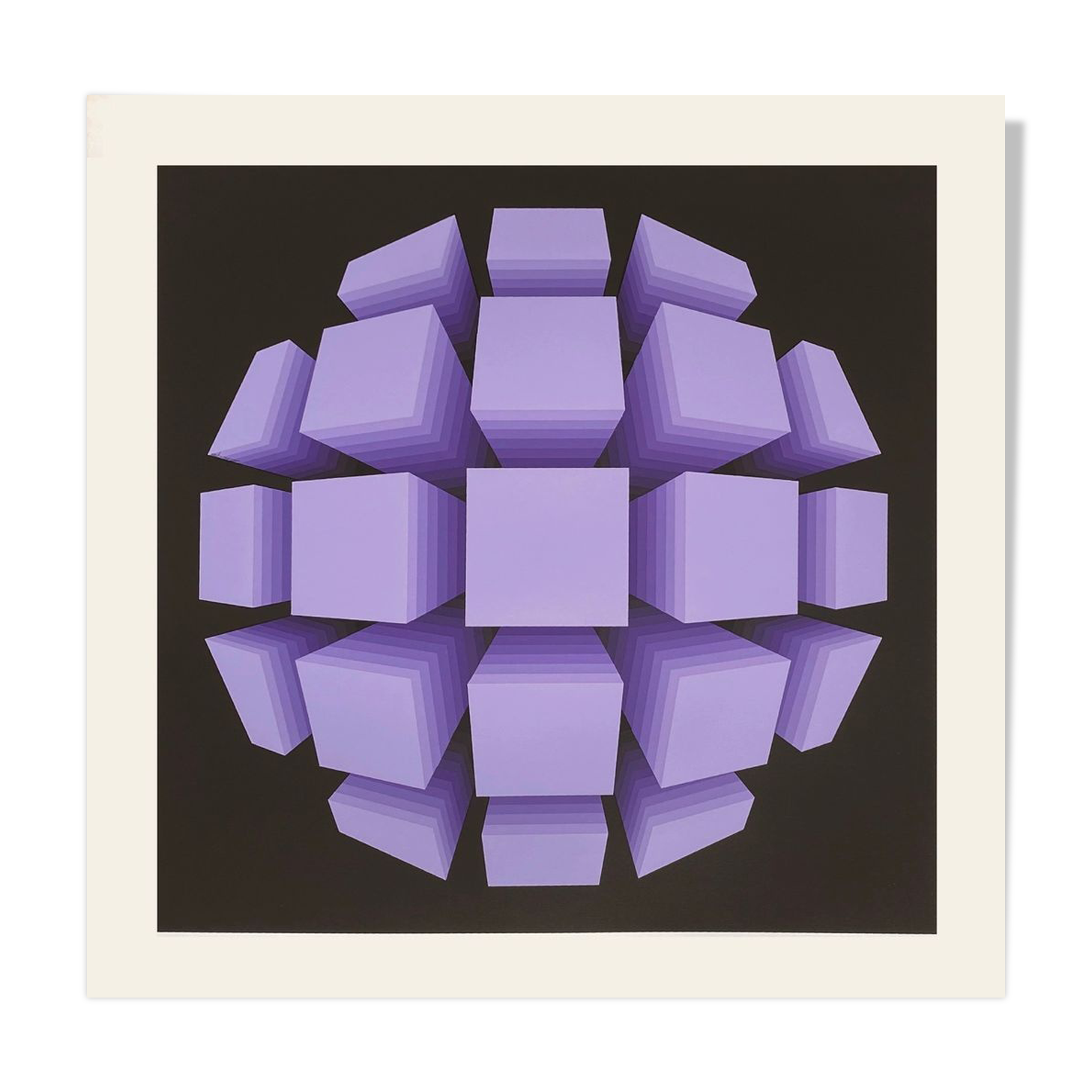 Screen printing Op Art Squared Sphere 1974