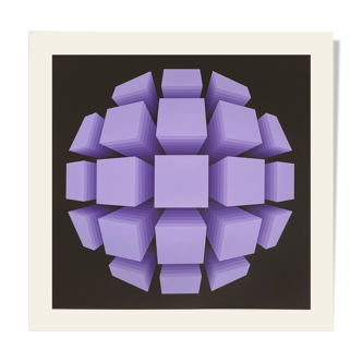 Sérigraphie Op Art Squared Sphere 1974