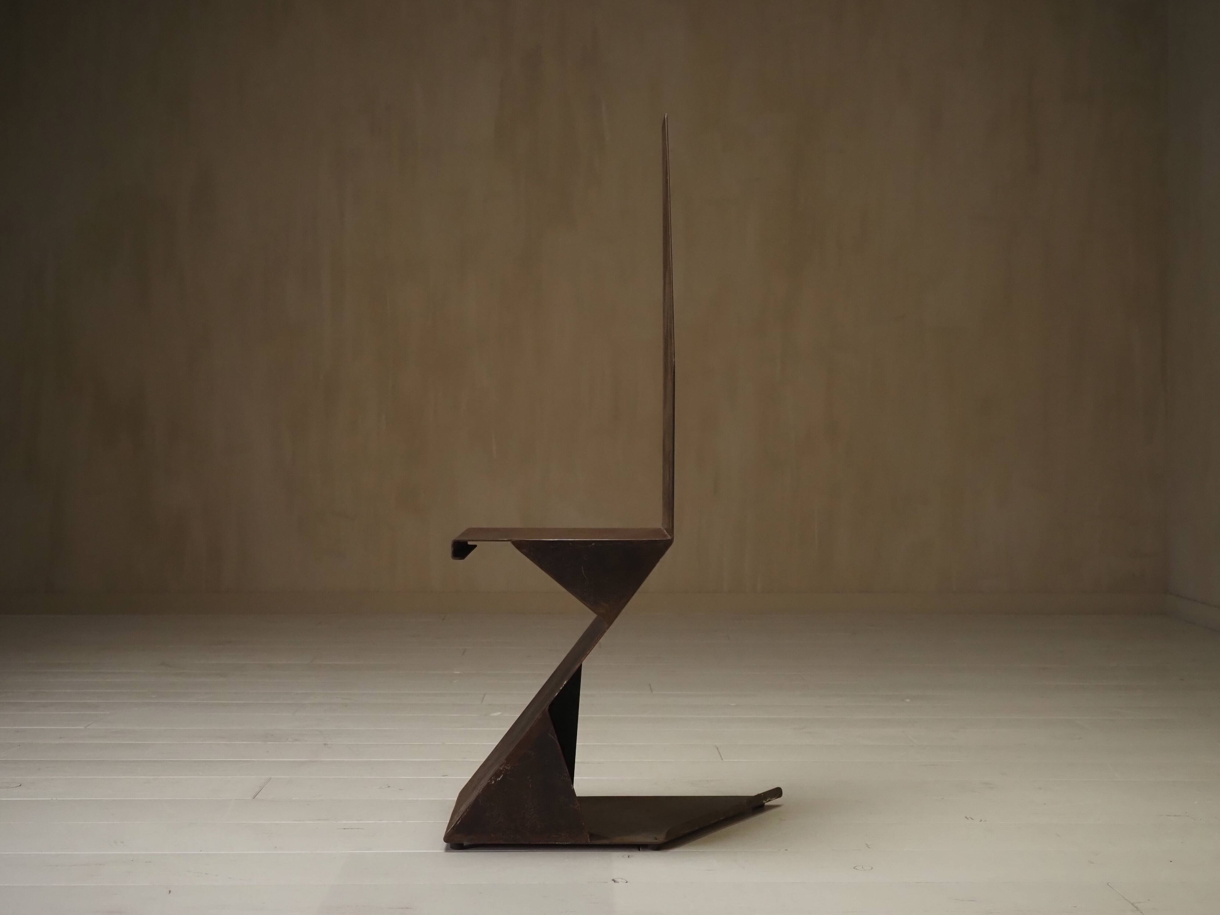 Postmodern sculptural chair in steel, Germany, 1980s