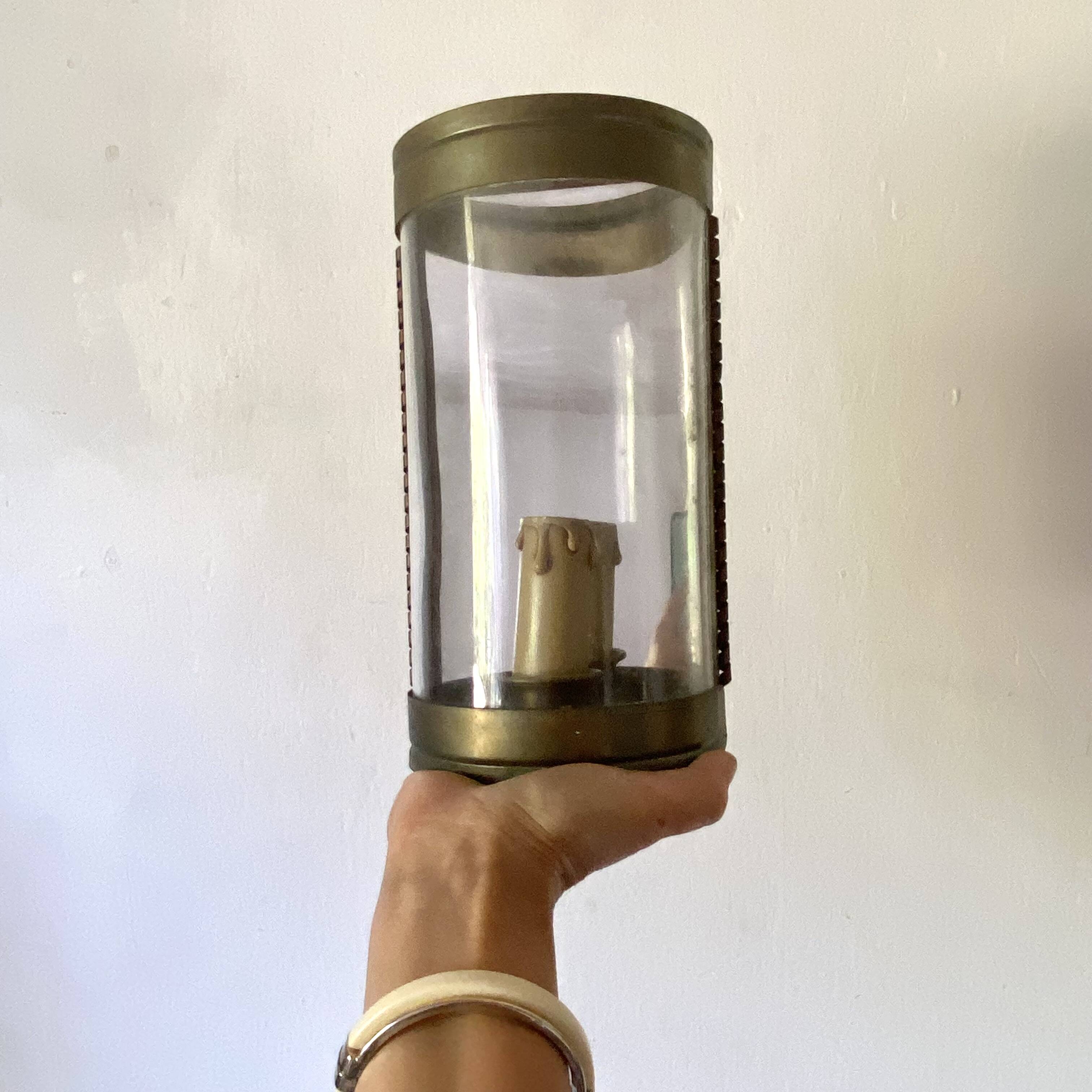 Brass and mirror lantern wall light