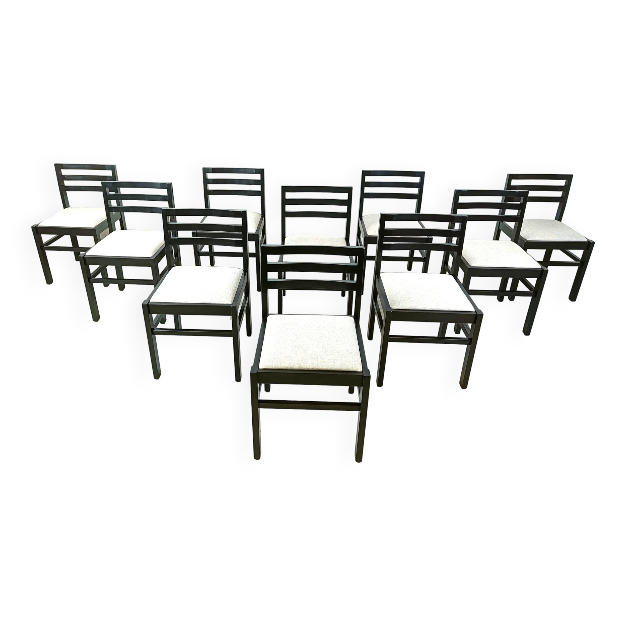 Vintage brutalist dining chairs, set of 10 - 1970s