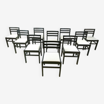 Vintage brutalist dining chairs, set of 10 - 1970s