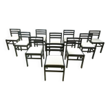 Vintage brutalist dining chairs, set of 10 - 1970s