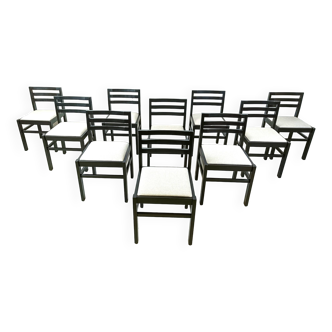 Vintage brutalist dining chairs, set of 10 - 1970s