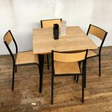 Vintage square table feet black compass tray solid beech